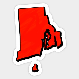 Bright Red Rhode Island Outline Sticker